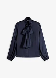 Knytblus i följsam satin, bonprix