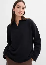 Sweatshirt i ekologisk bomull med stickad pikékrage, bonprix