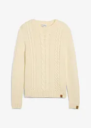 Grovstickad tröja med flätmönster, bonprix