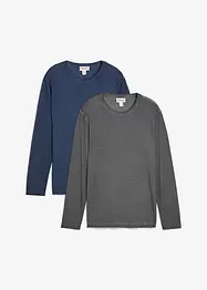 Långärmad tröja med tvättade effekter (2-pack), bonprix