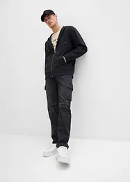 Munkjacka av ren bomull, med luva, Loose Fit, bonprix