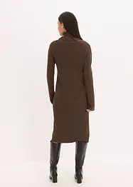 Ribbstickad klänning med polokrage, bonprix