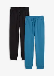 Joggingbyxa i materialmix med ekologisk bomull för barn (2-pack), bonprix