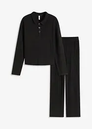 Ribbstickad topp och byxa i oversizemodell, bonprix