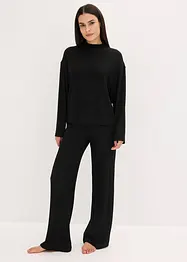 Ribbstickad byxa och topp i oversizemodell, bonprix