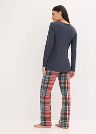 Pyjamas med ribbad topp och flanellbyxa med glittrande trådar, bonprix