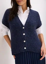 Stickad väst med dekorativa knappar, bonprix