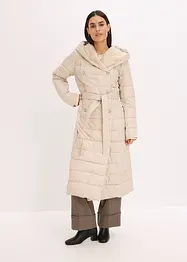 Täckkappa med besättning av ylleimitation och knytskärp (2 delar), bonprix