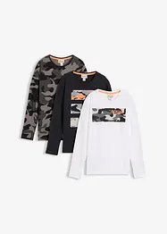 Långärmad tröja av ren bomull (3-pack), bonprix