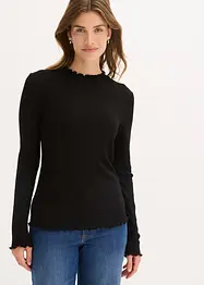 Ribbstickad topp i viskosmix, bonprix