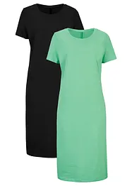 Jerseyklänning i ren bomull (2-pack), bonprix