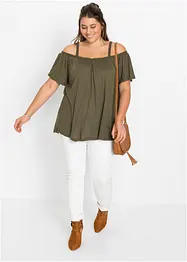 Cold shoulder-topp i mjuk viskos, bonprix