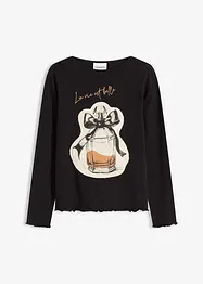 Långärmad topp i bomullsstretch, bonprix