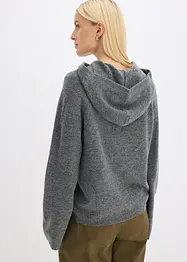 Finstickad tröja med huva, bonprix