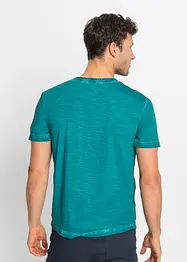 T-shirt i bomull med farfarskrage och tvättad look, bonprix