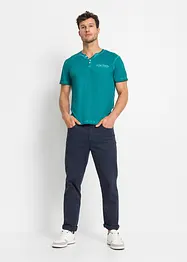 T-shirt i bomull med farfarskrage och tvättad look, bonprix