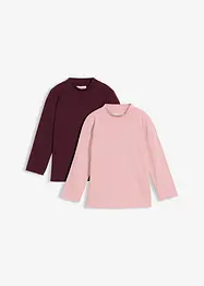 Långärmad topp av elastisk bomullsmix (2-pack), bonprix