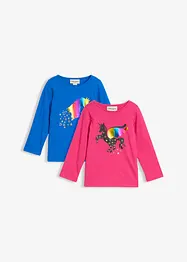 Långärmad T-shirt för barn (2-pack), ekologisk bomull, bonprix