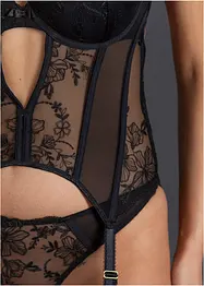 Korsett med bygel och stringtrosa med elegant broderi (2 delar), bonprix