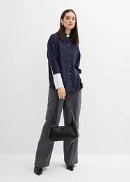 Kritstrecksrandig blus av viskosmix, bonprix