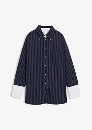 Kritstrecksrandig blus av viskosmix, bonprix