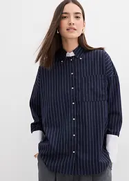 Kritstrecksrandig blus av viskosmix, bonprix