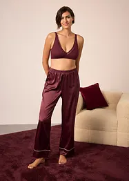 Ribbstickad bralette med ekologisk bomull och spets, bonprix