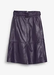 Skinnkjol i lammnappa med skärp (2 delar), bonprix
