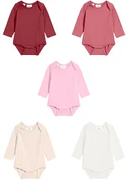 Långärmad body för bebisar, med ekologisk bomull (5-pack), bonprix