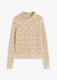 Hålmönstrad tröja i bomullsblandning, bonprix