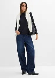 Långärmad topp med ståkrage och återvunnen polyamid, bonprix