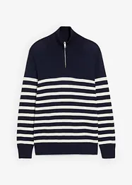 Tröja med krage och dragkedja, normal passform, bonprix