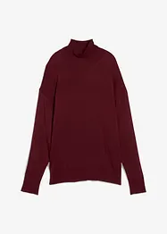 Finstickad polotröja i viskosmix, bonprix