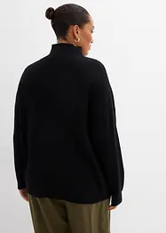 Tröja i materialmix med liten dragkedja, bonprix