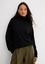 Tröja i materialmix med liten dragkedja, bonprix