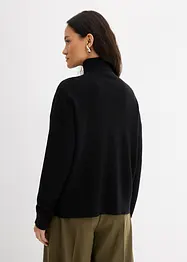 Tröja i materialmix med liten dragkedja, bonprix