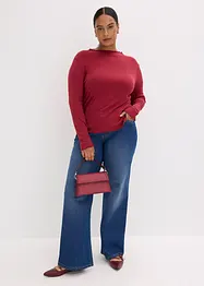 Ribbstickad topp med figurnära passform, bonprix