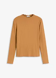 Ribbstickad topp med figurnära passform, bonprix