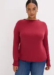 Ribbstickad topp med figurnära passform, bonprix