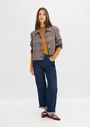 Ribbstickad topp med figurnära passform, bonprix