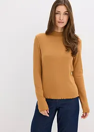 Ribbstickad topp med figurnära passform, bonprix