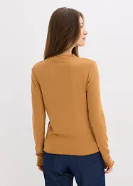 Ribbstickad topp med figurnära passform, bonprix