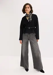 Oversizekavaj med yllelook och skärp, bonprix