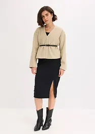 Oversizekavaj med yllelook och skärp, bonprix