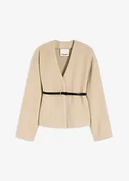 Oversizekavaj med yllelook och skärp, bonprix