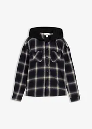 Långärmad flanellskjorta med huva, bonprix