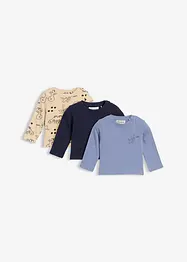 Lång topp i ren ekologisk bomull för bebisar (3-pack), bonprix