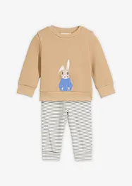 Långärmad T-shirt och trikåbyxa för bebisar (2 delar), ekologisk bomull, bonprix