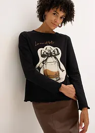 Långärmad topp i bomullsstretch, bonprix