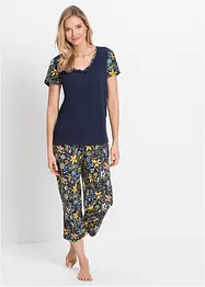 Kortärmad capripyjamas av ren bomull, bonprix